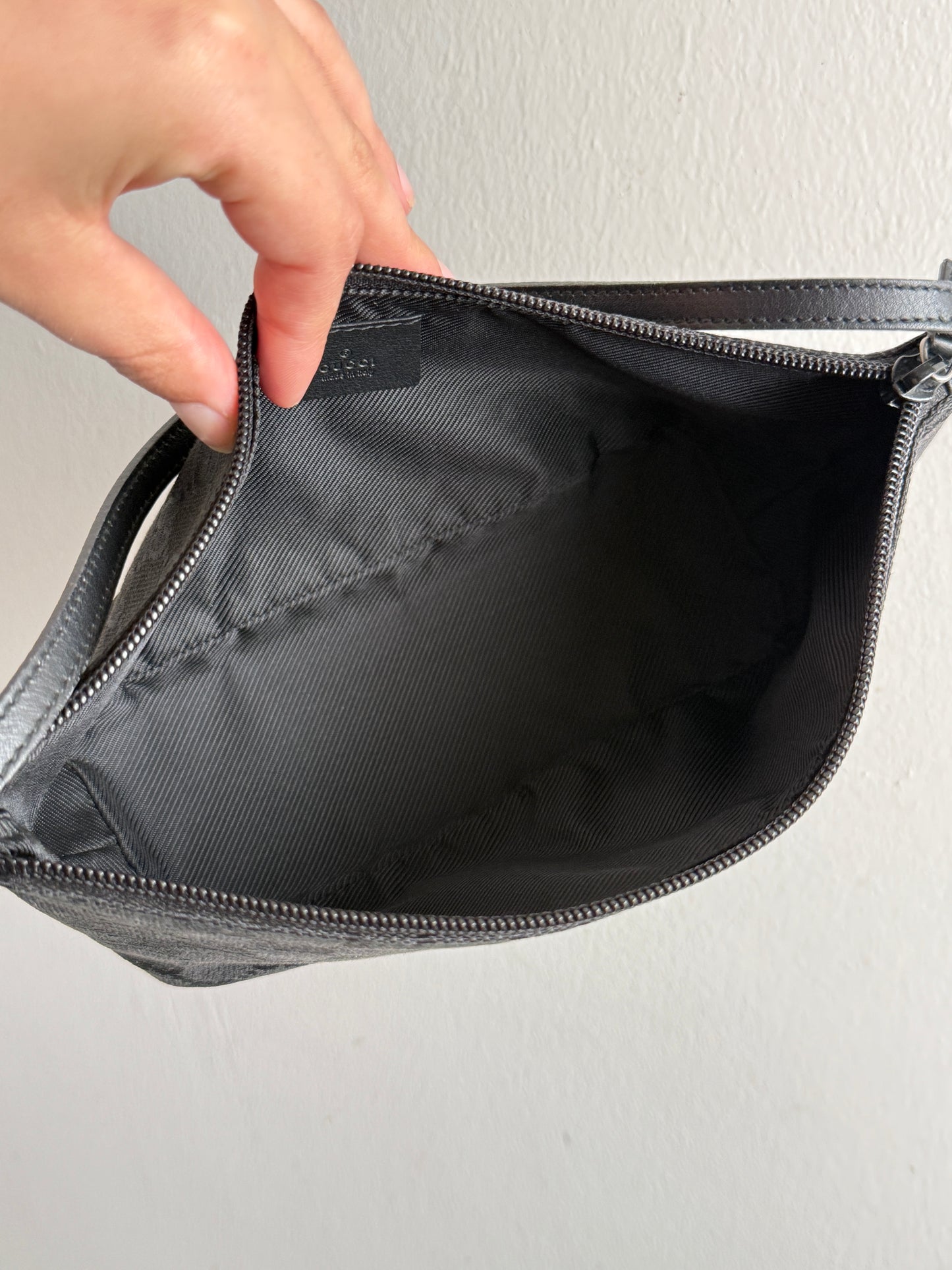 Gucci GG Canvas and Leather Boat Black Pochette Bag