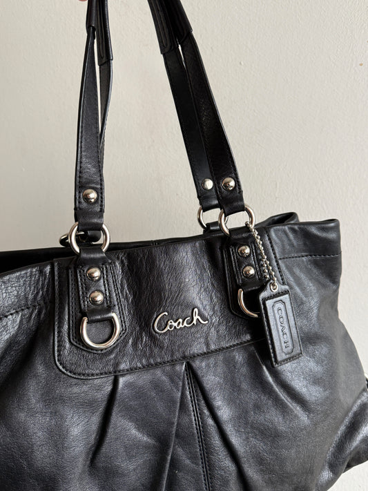 Coach Ashley Black Leather Carryall Shoulder Bag
