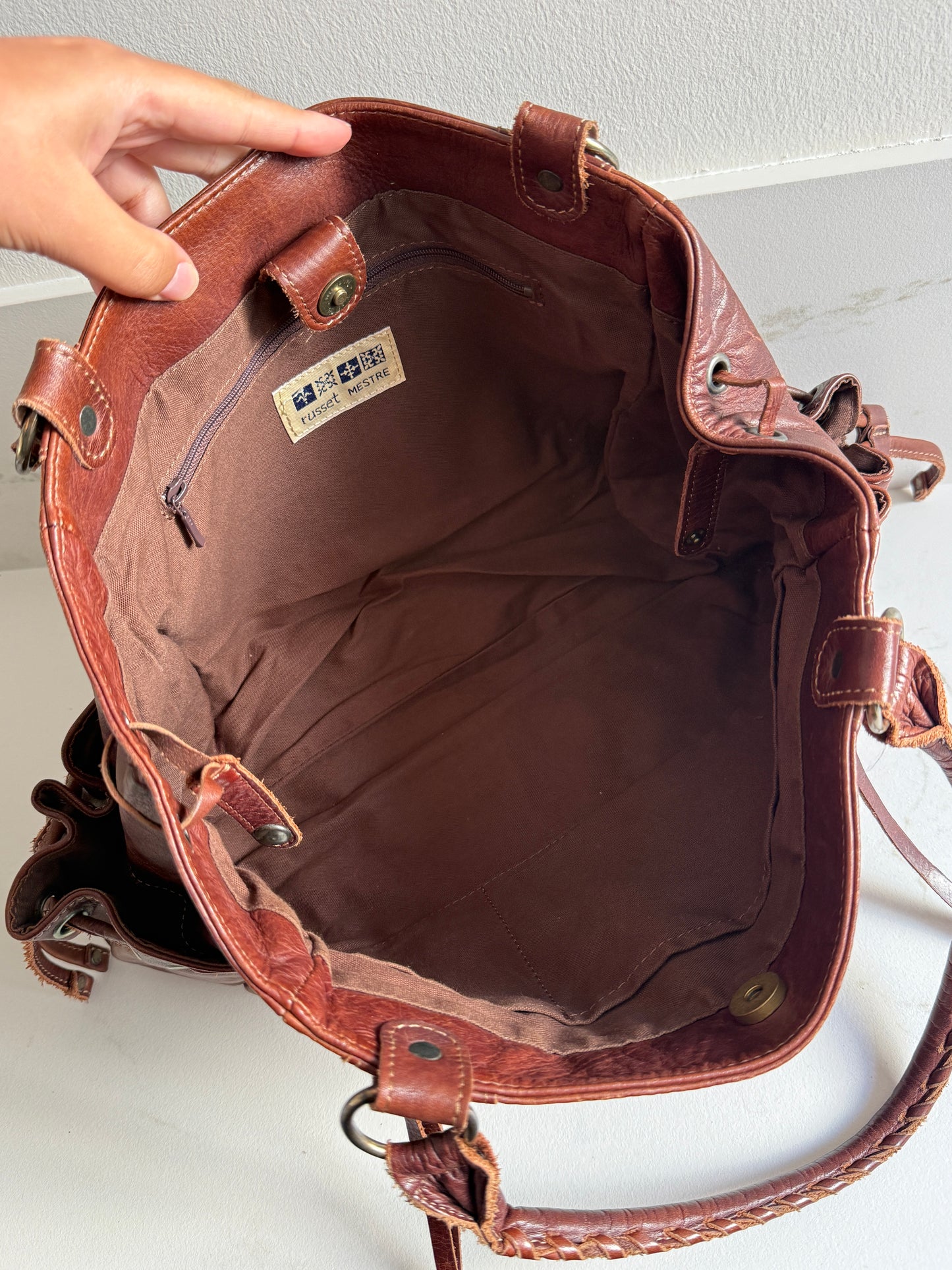 Russet Brown Leather Shoulder Bag