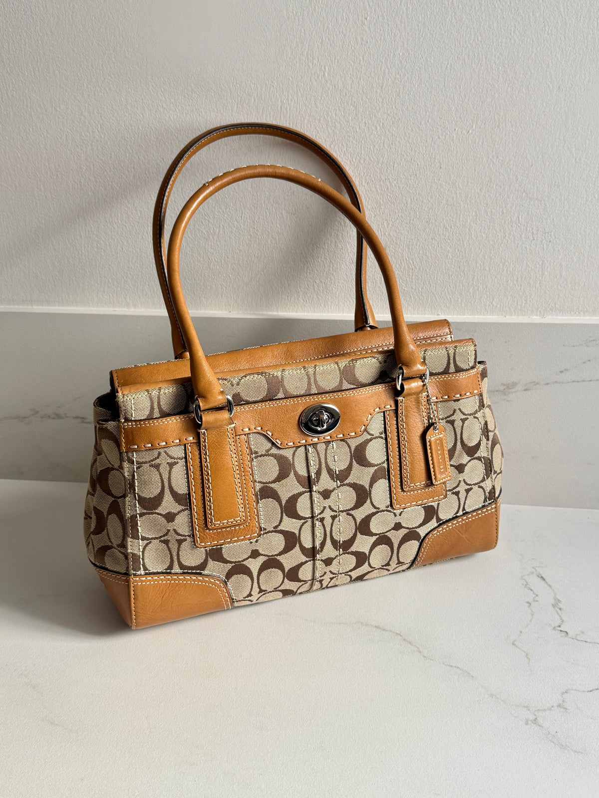 Coach Hampton Brown Signature Shoulder Bag, Medium