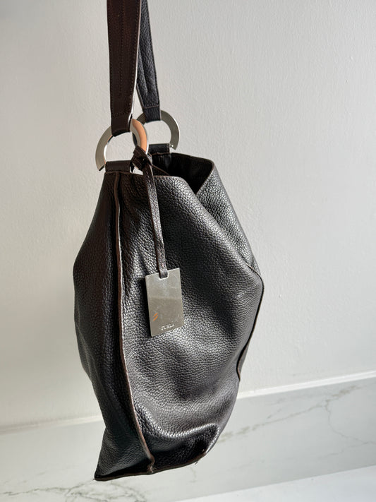 Furla Dark Brown Leather Tote Bag