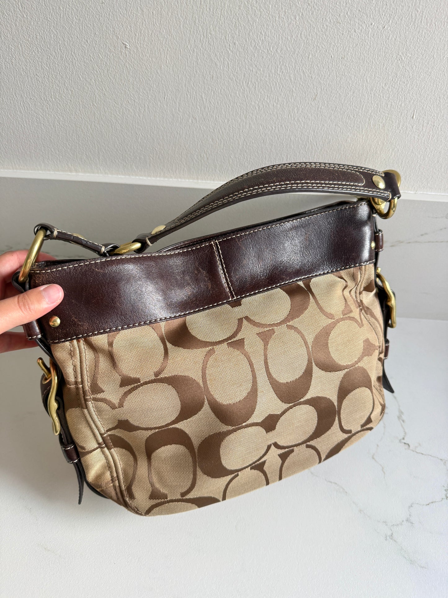 Rare Coach Zoe Signature Hobo Shoulder Bag