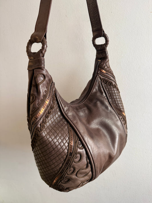 Super Rare Braccialini Leather Crossbody Bag