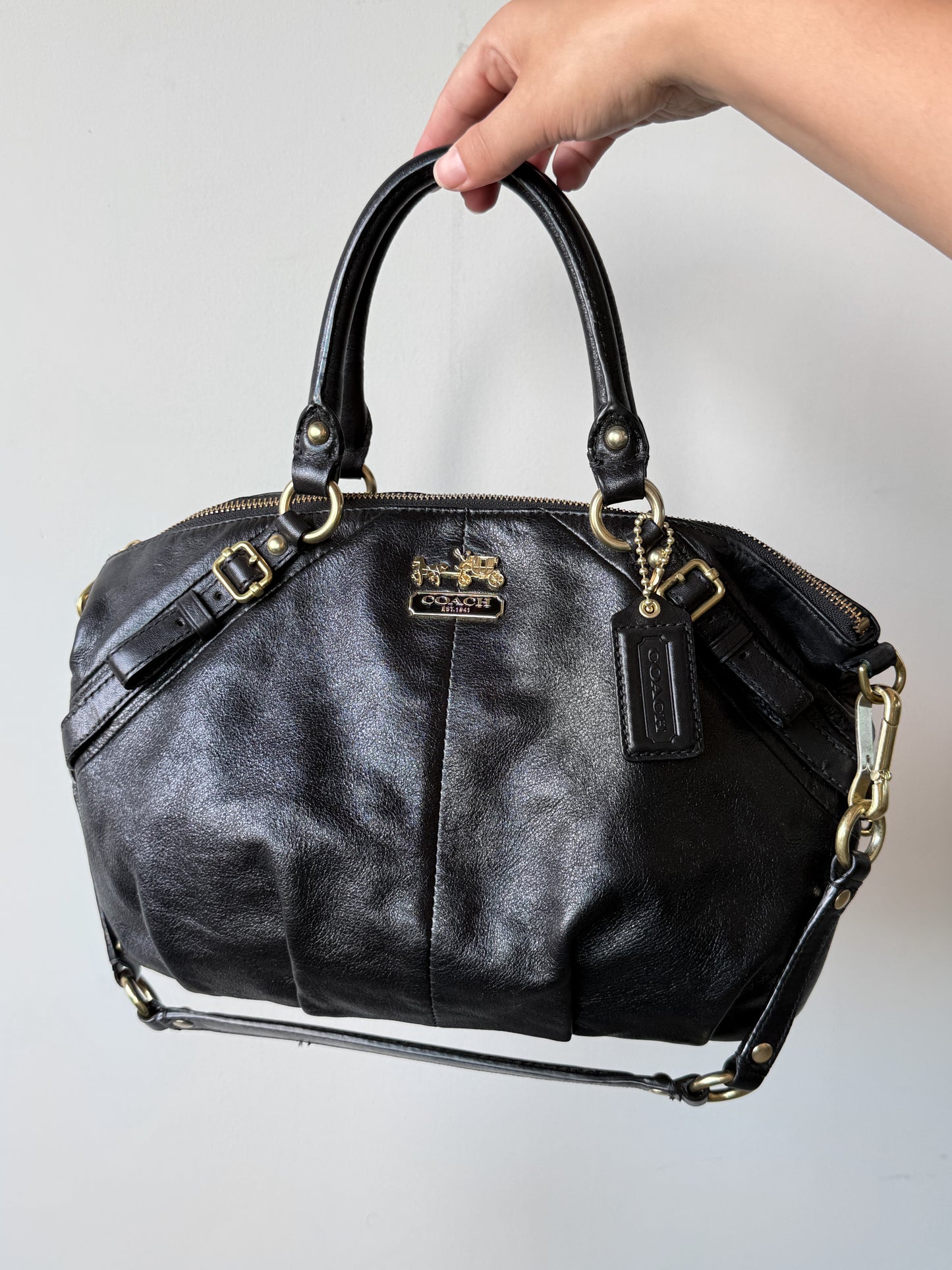 Super Rare Coach Madison Sophia Black Leather Shoulder Bag