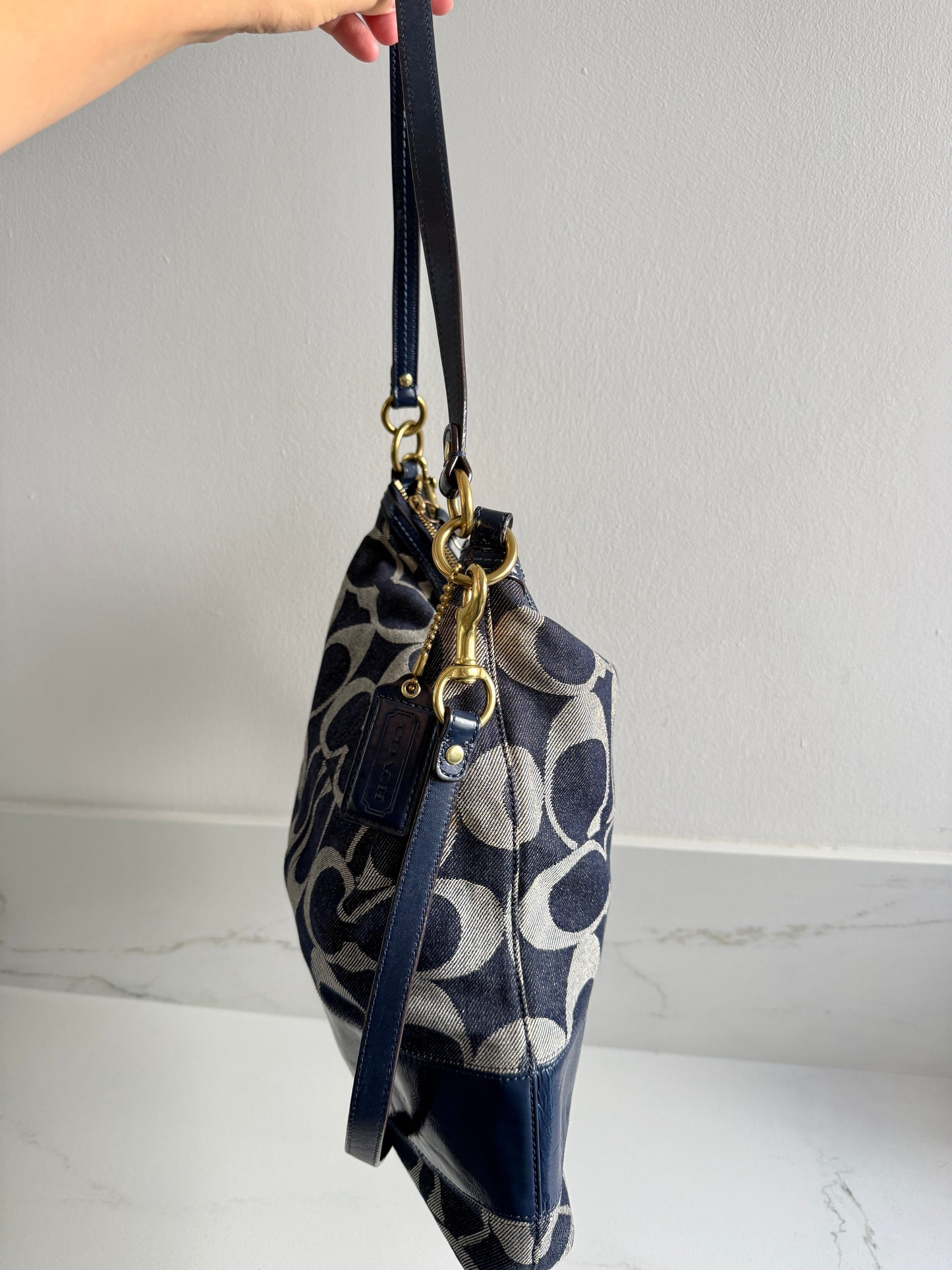 Rare Coach Denim Signature Shoulder Bag