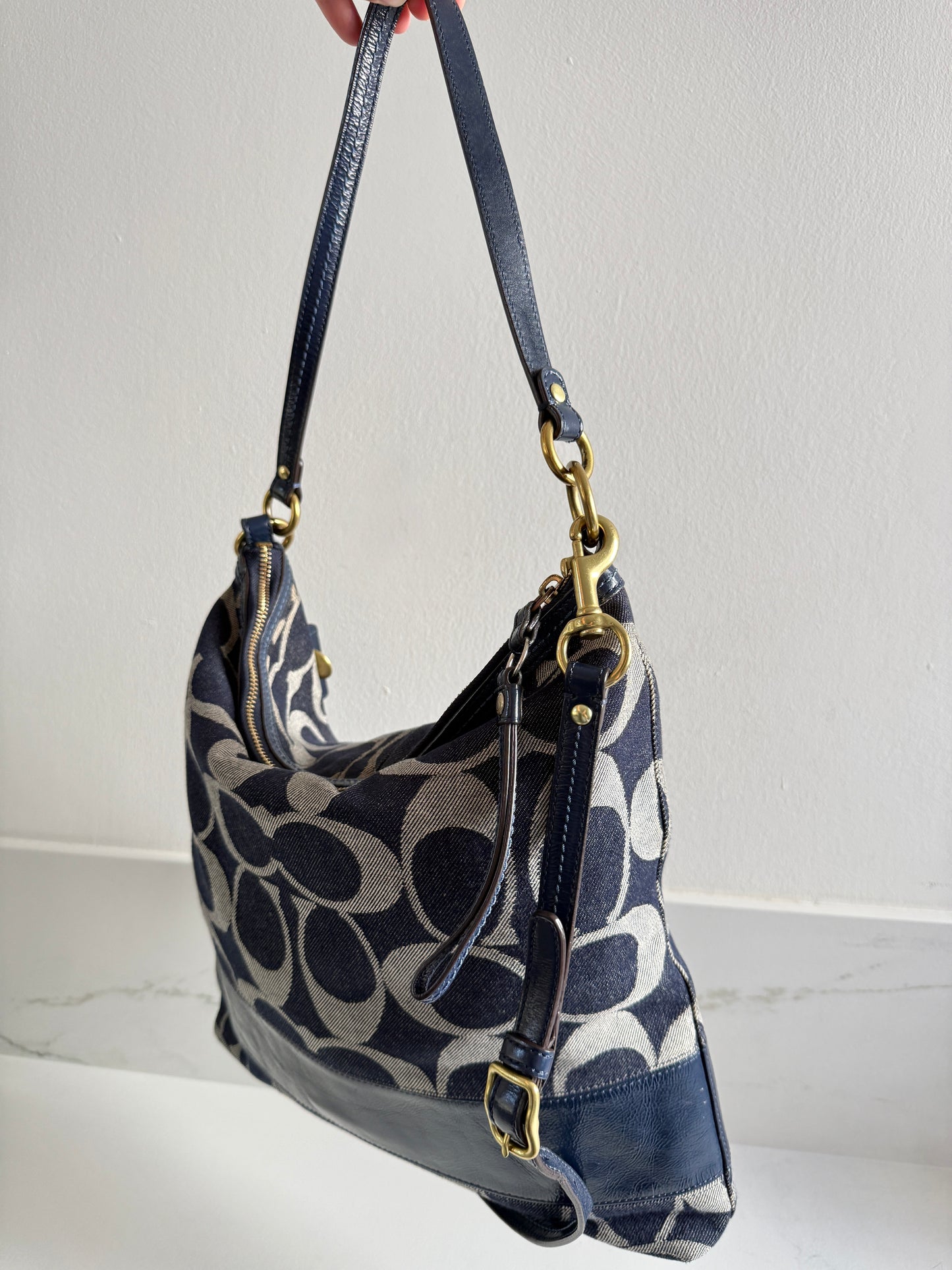 Rare Coach Denim Signature Shoulder Bag