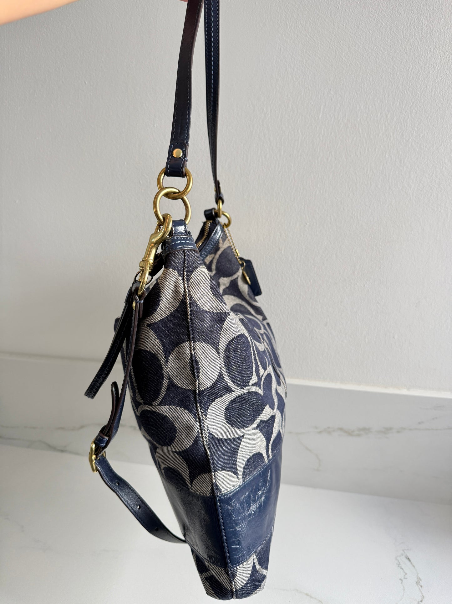 Rare Coach Denim Signature Shoulder Bag