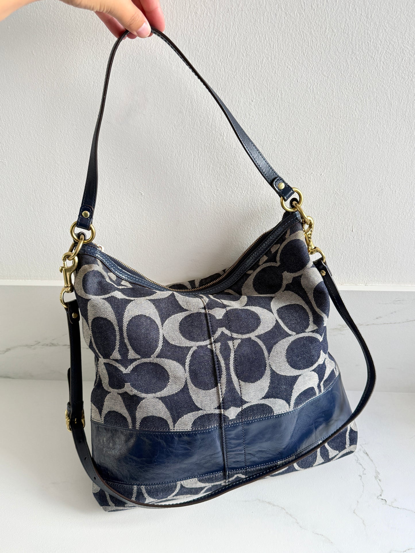 Rare Coach Denim Signature Shoulder Bag