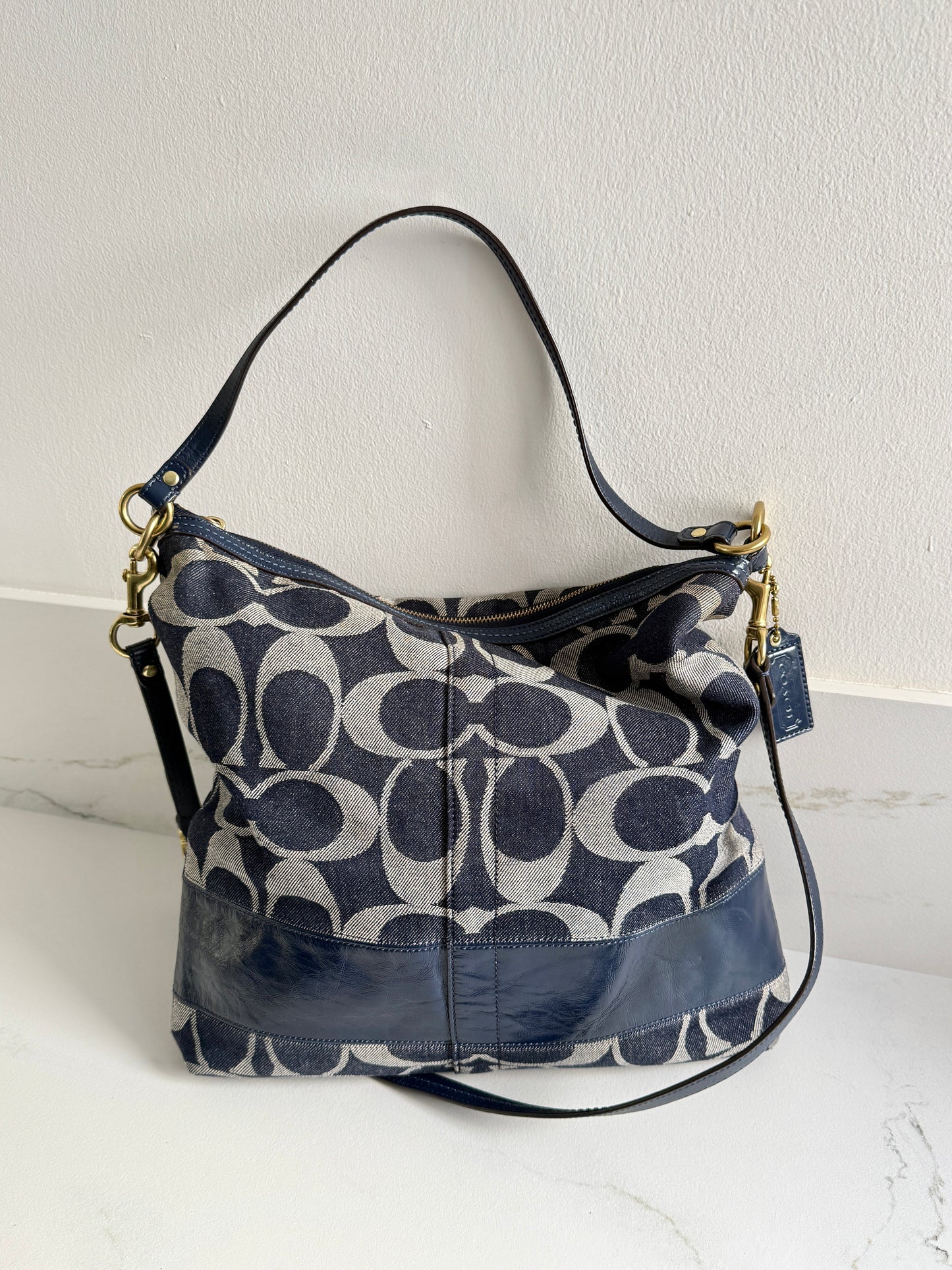 Rare Coach Denim Signature Shoulder Bag