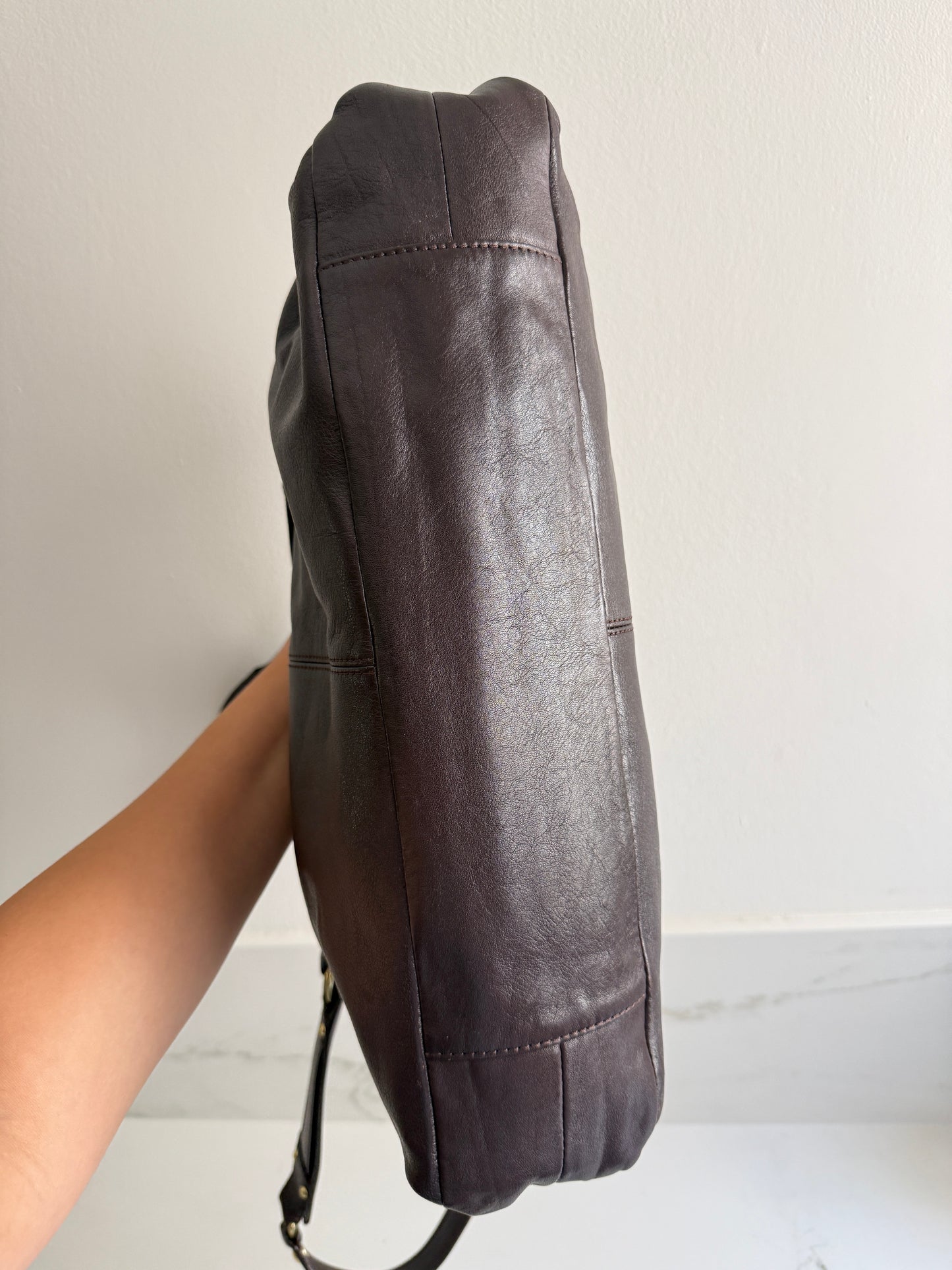 Super Rare Coach Ashley Dark Brown Leather Carryall Shoulder Bag