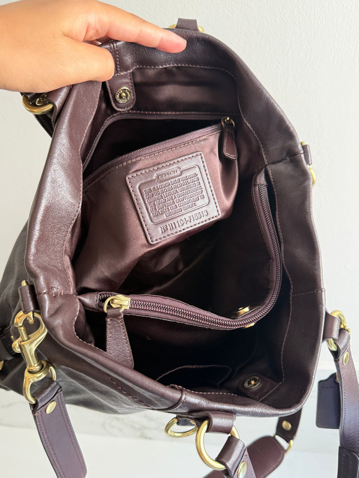 Super Rare Coach Ashley Dark Brown Leather Carryall Shoulder Bag