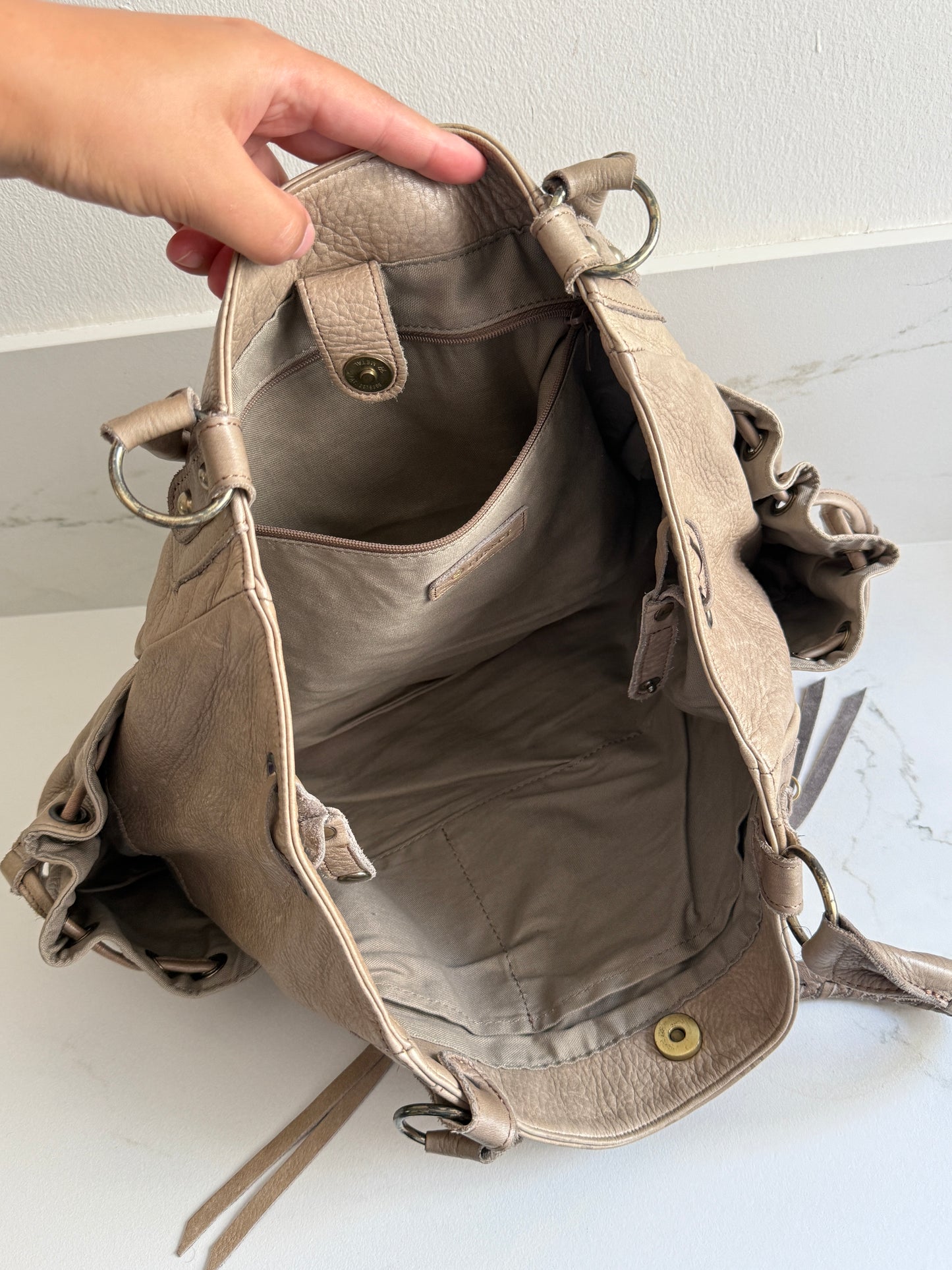 Russet Beige Leather Shoulder Bag