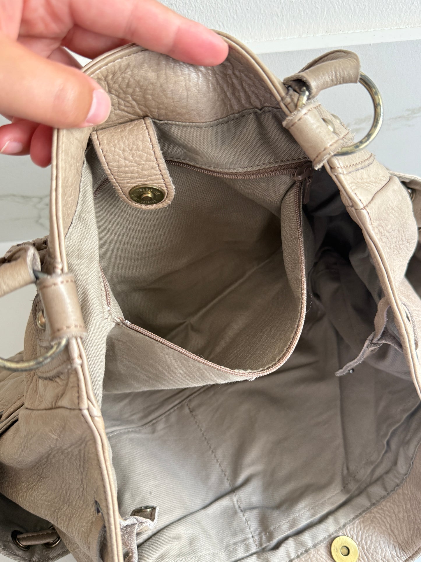 Russet Beige Leather Shoulder Bag