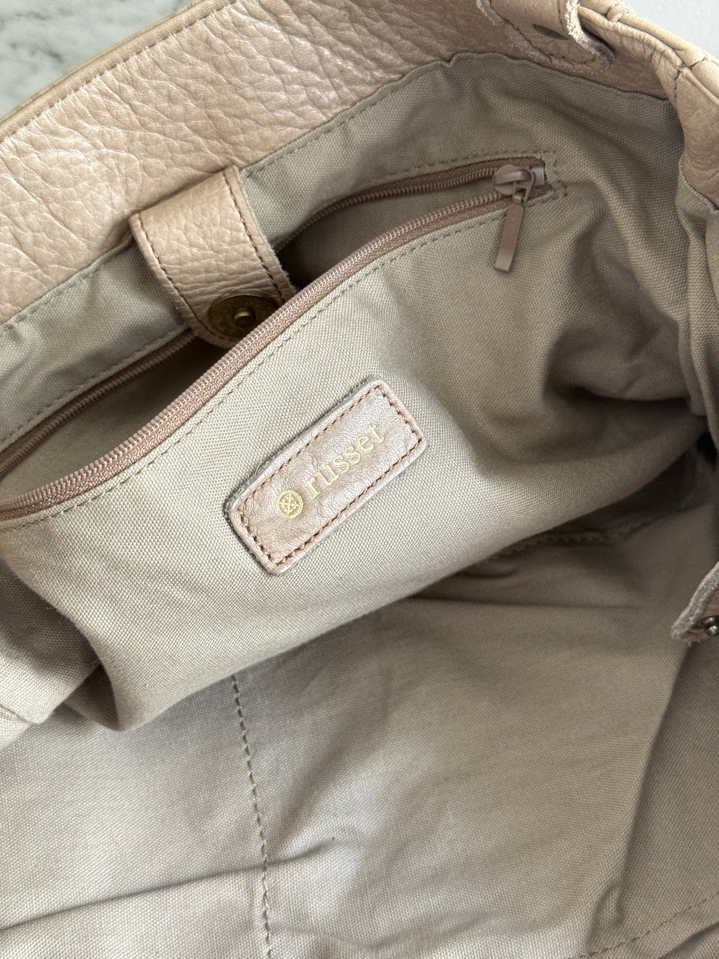 Russet Beige Leather Shoulder Bag