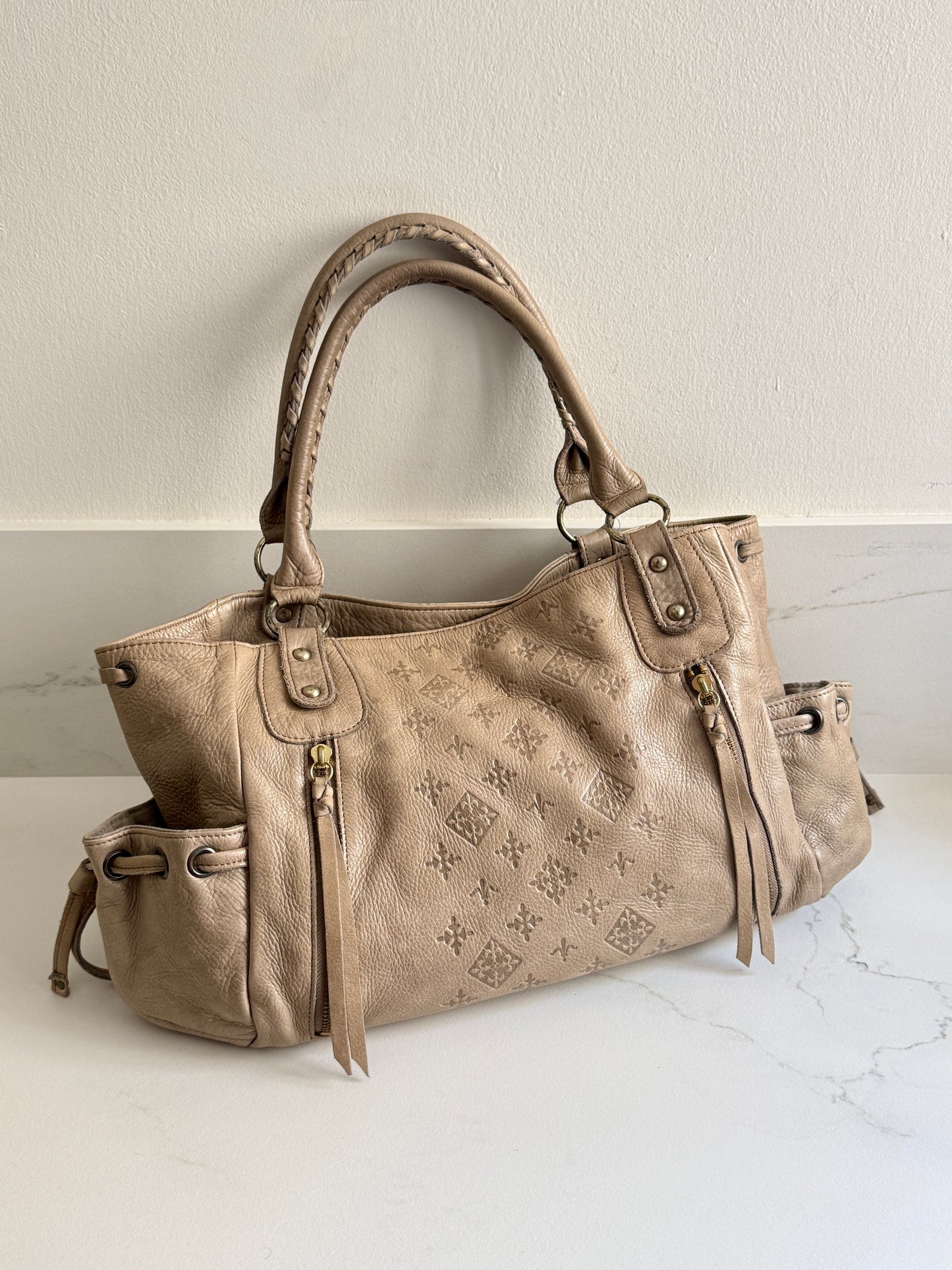 Russet Beige Leather Shoulder Bag