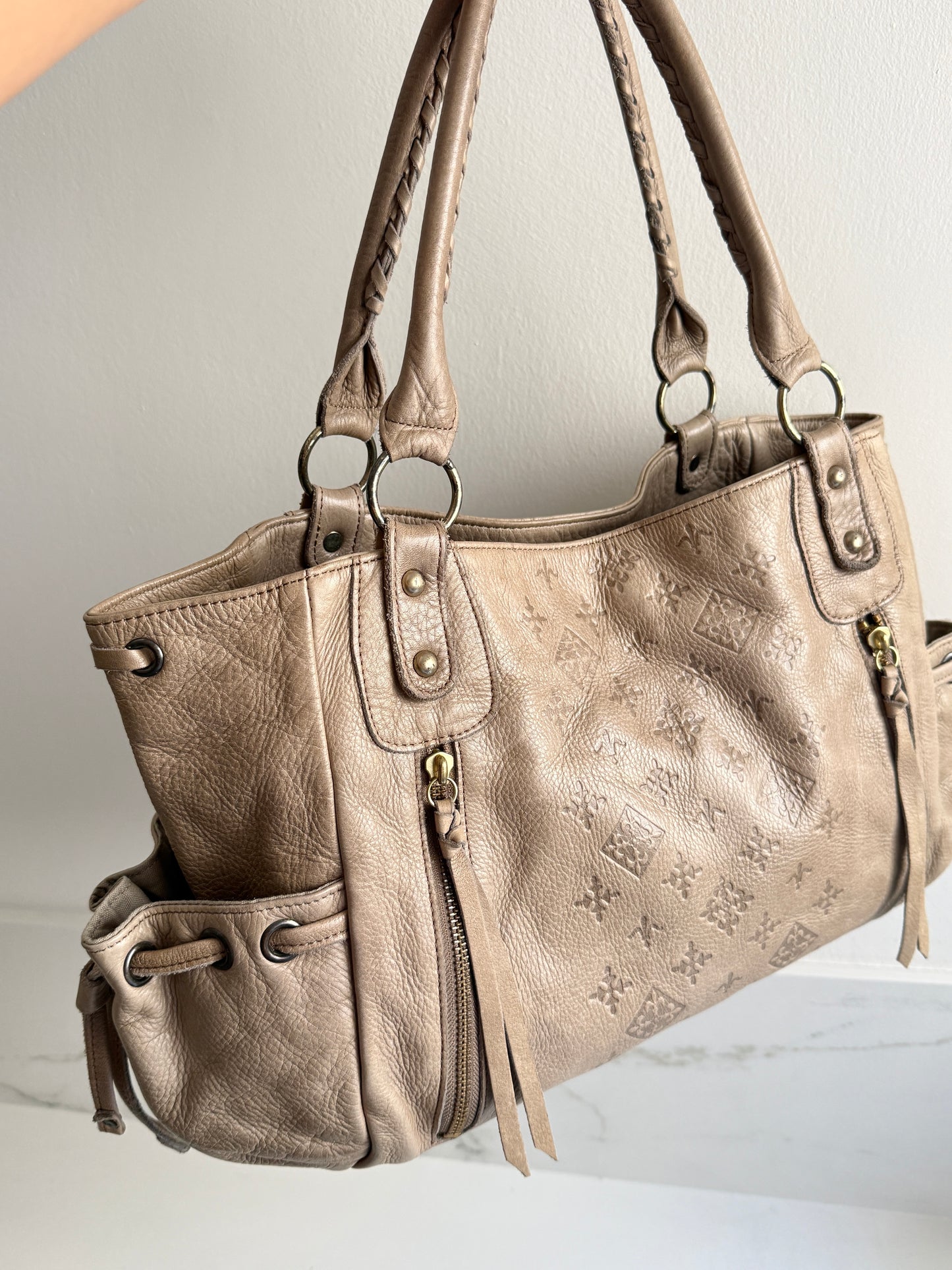 Russet Beige Leather Shoulder Bag