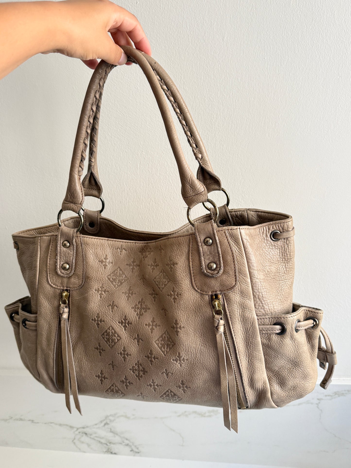 Russet Beige Leather Shoulder Bag