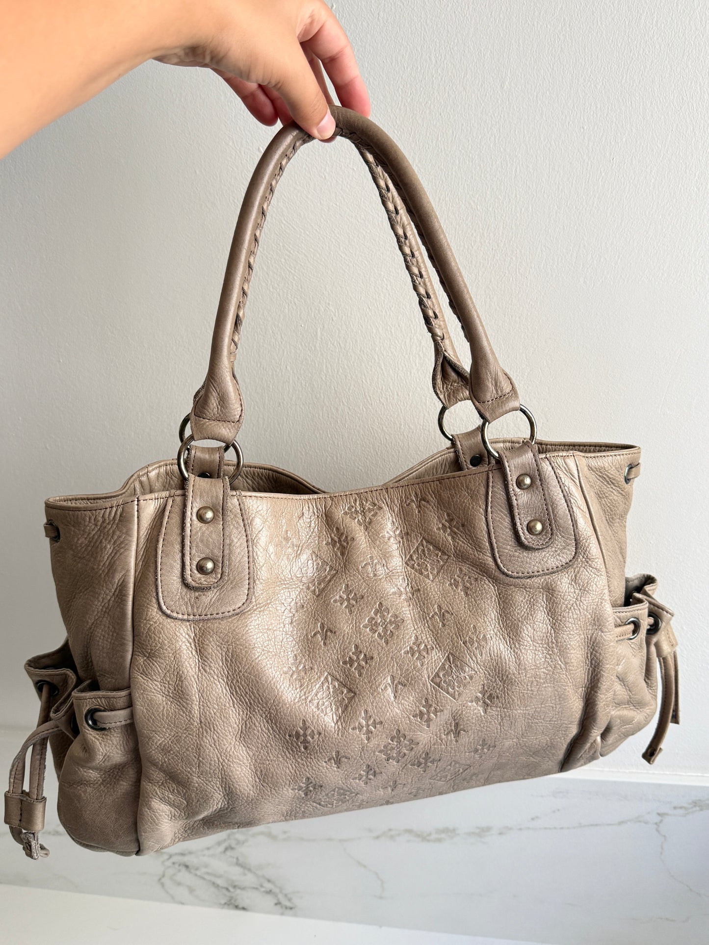 Russet Beige Leather Shoulder Bag
