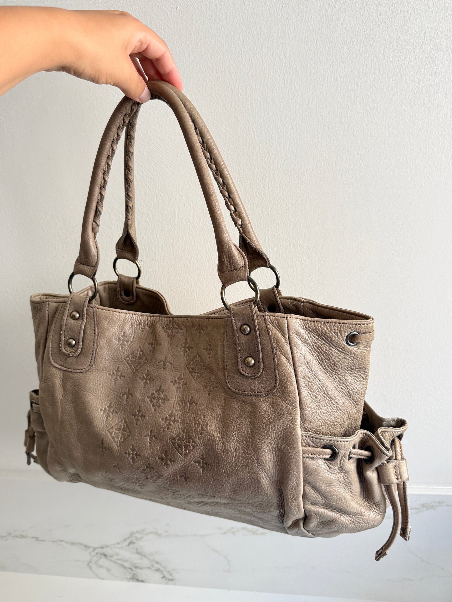 Russet Beige Leather Shoulder Bag