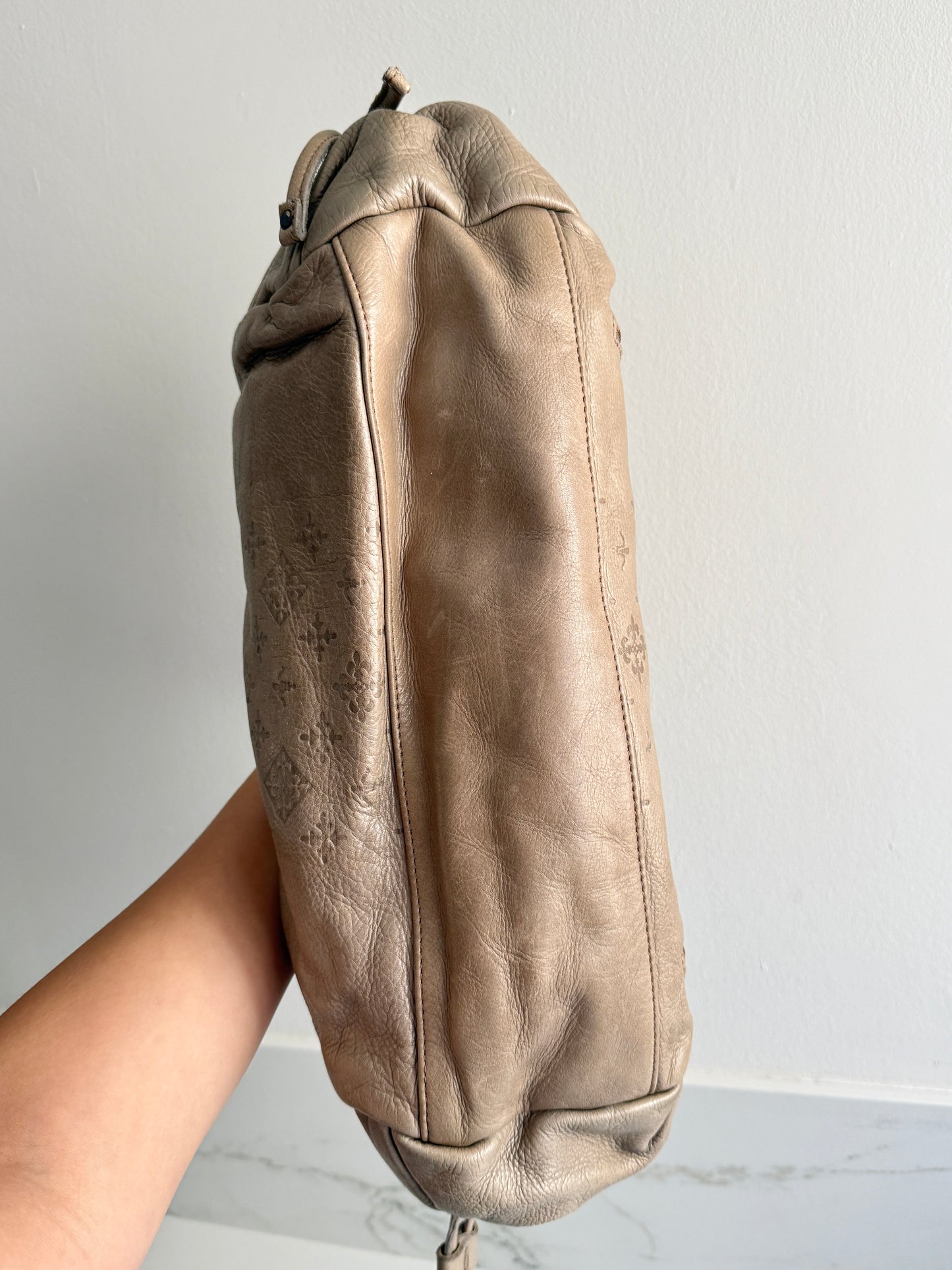 Russet Beige Leather Shoulder Bag