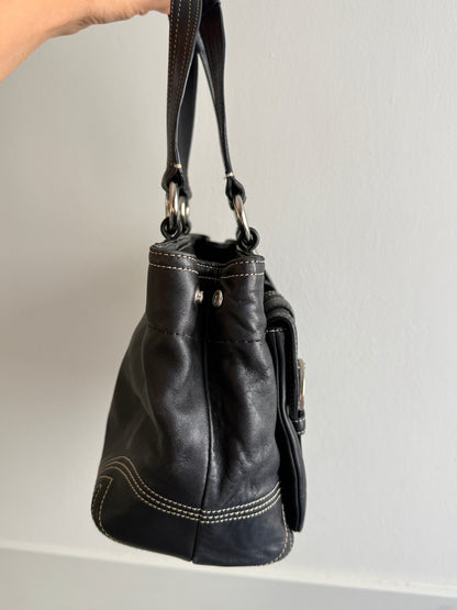Super Rare Coach Soho Black Leather Shoulder Bag