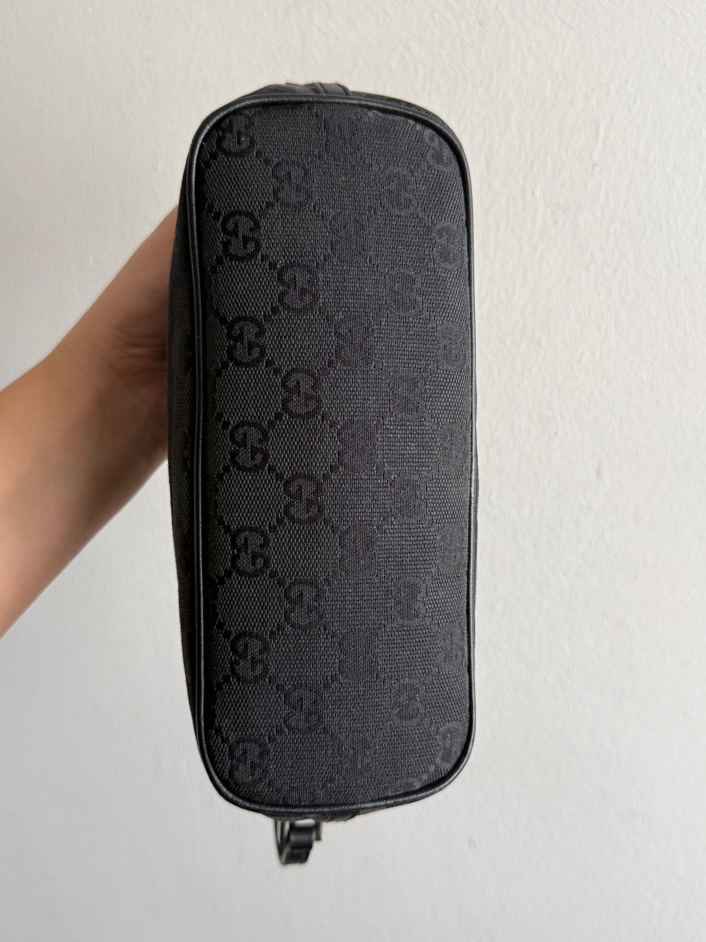 Gucci GG Canvas and Leather Boat Black Pochette Bag