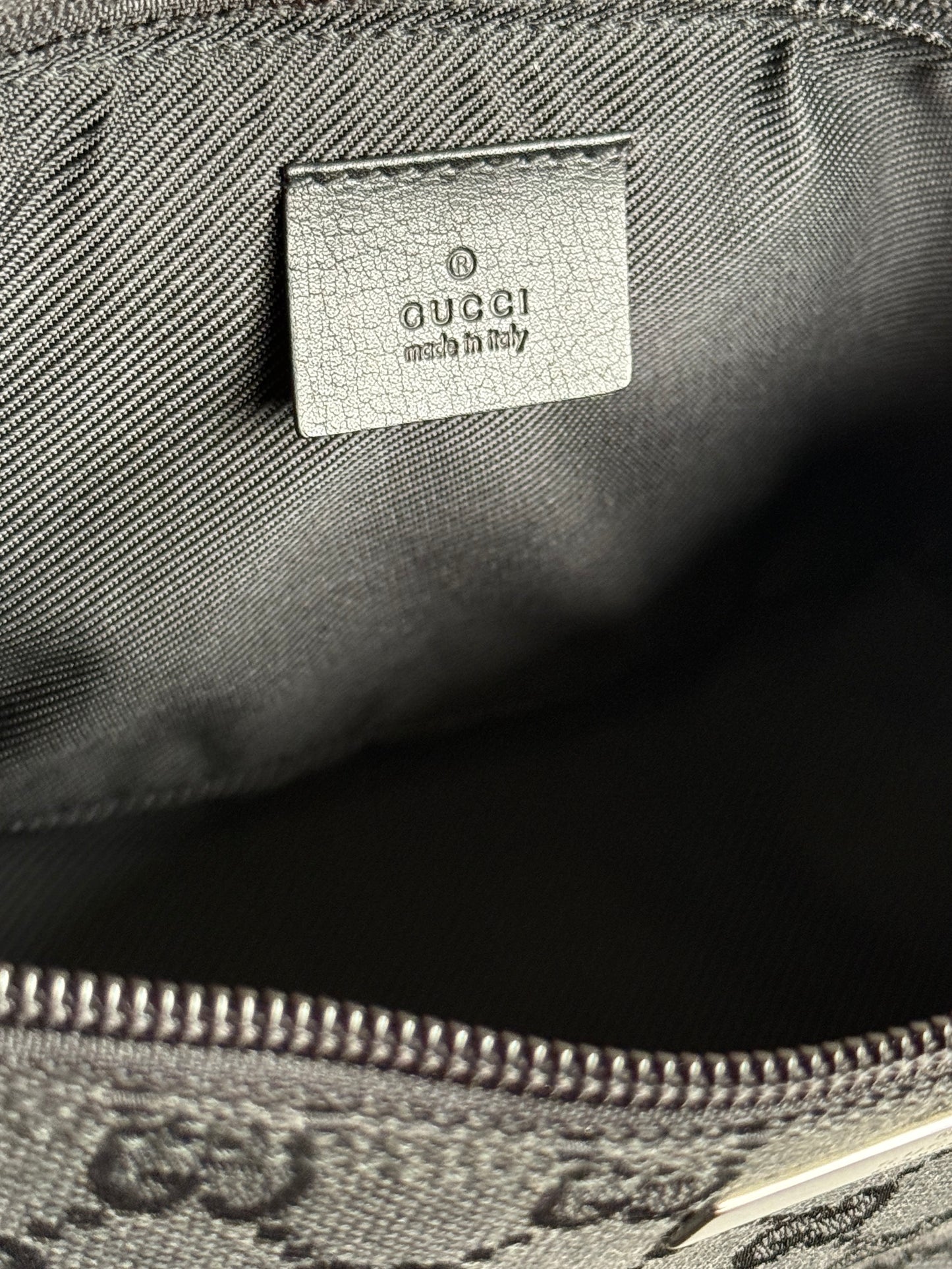 Gucci GG Canvas and Leather Boat Black Pochette Bag