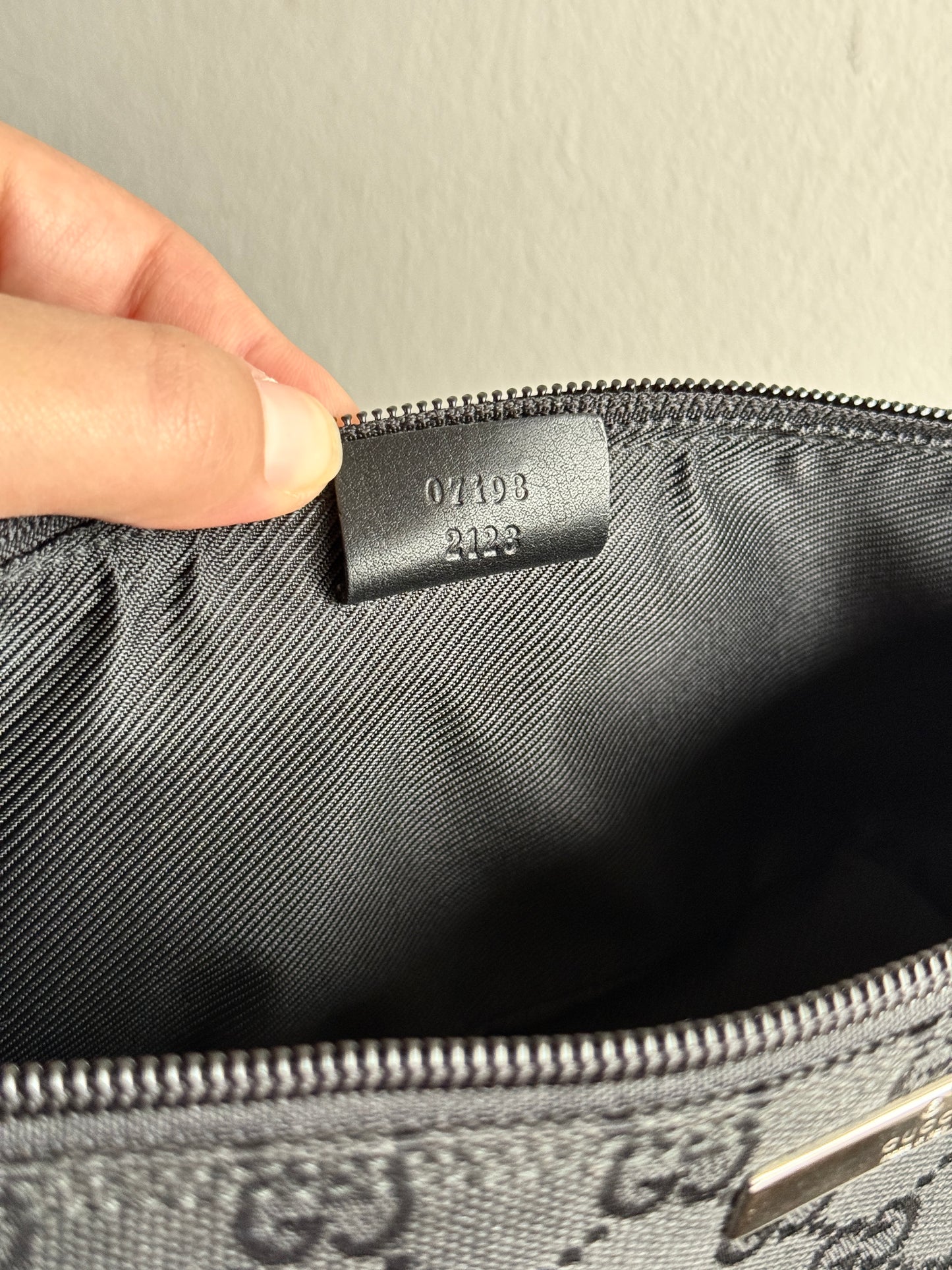 Gucci GG Canvas and Leather Boat Black Pochette Bag