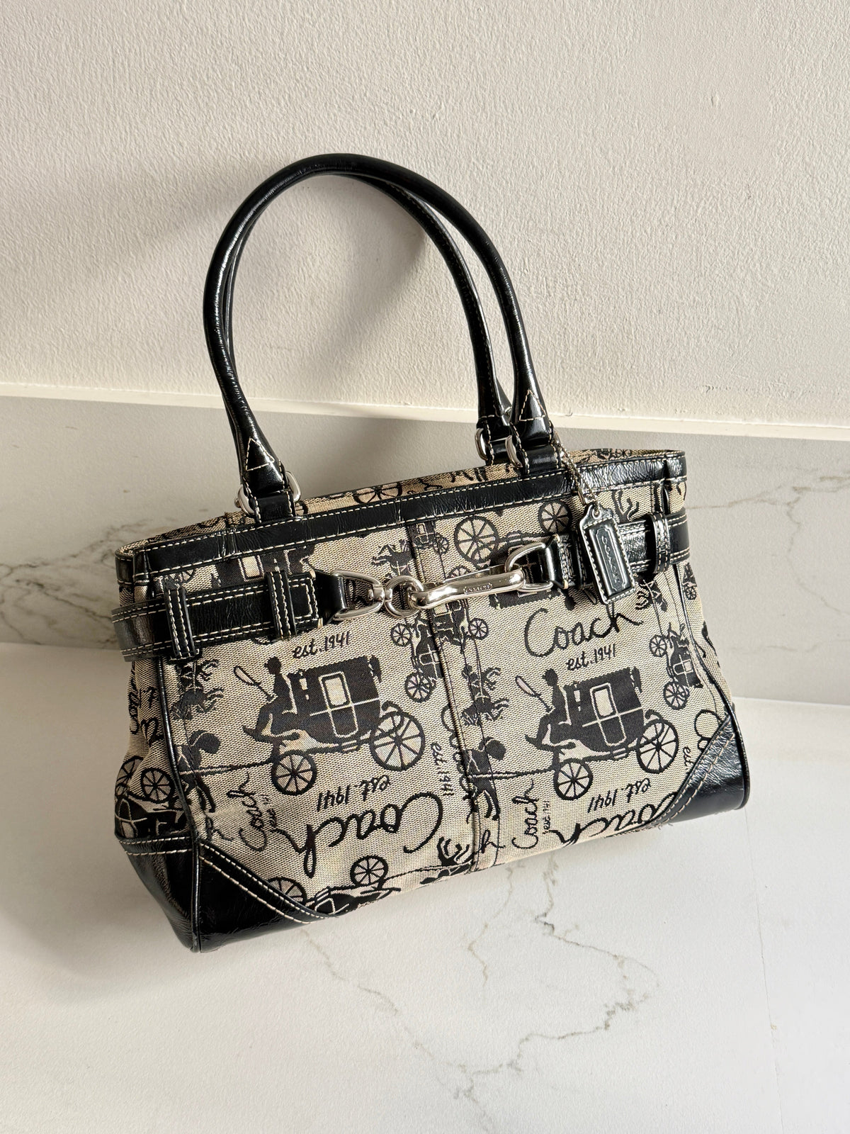 Coach Madison Horse & Carriage Jacquard Satchel, Medium