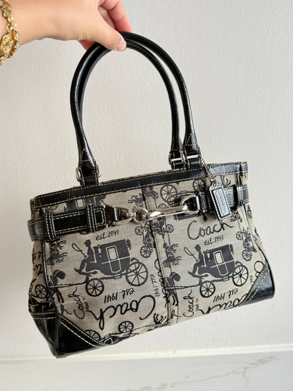 Coach Madison Horse & Carriage Jacquard Satchel, Medium