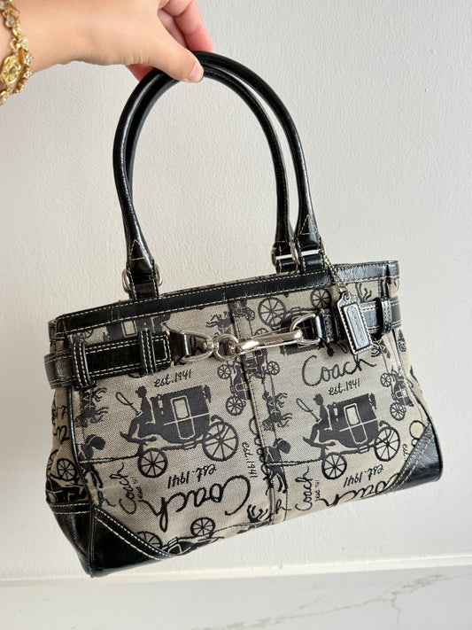 Coach Madison Horse & Carriage Jacquard Satchel, Medium