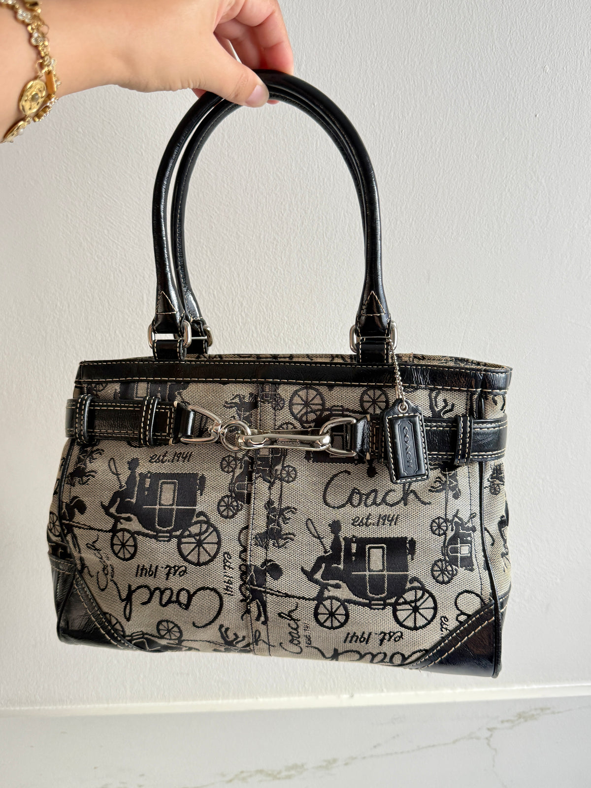 Coach Madison Horse & Carriage Jacquard Satchel, Medium