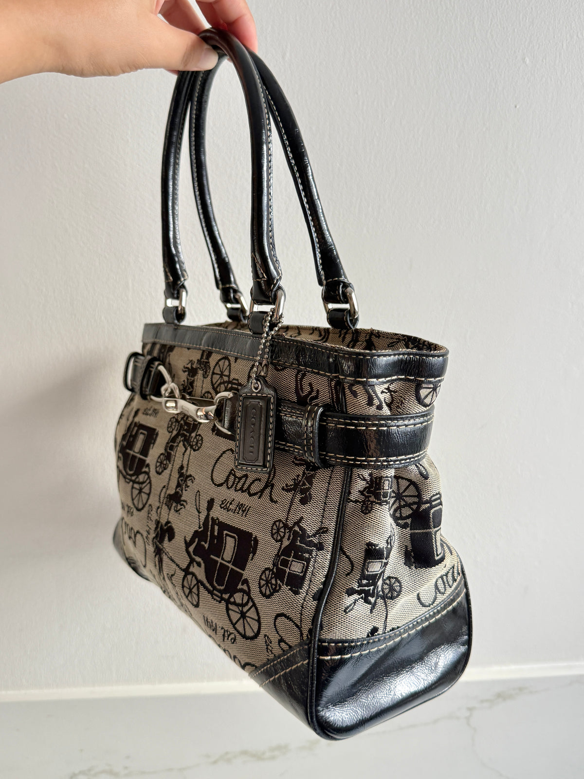 Coach Madison Horse & Carriage Jacquard Satchel, Medium