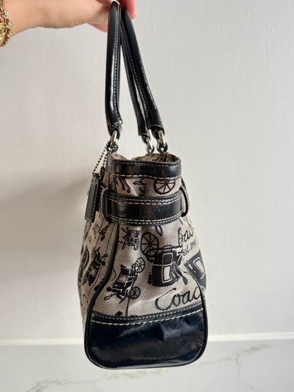 Coach Madison Horse & Carriage Jacquard Satchel, Medium
