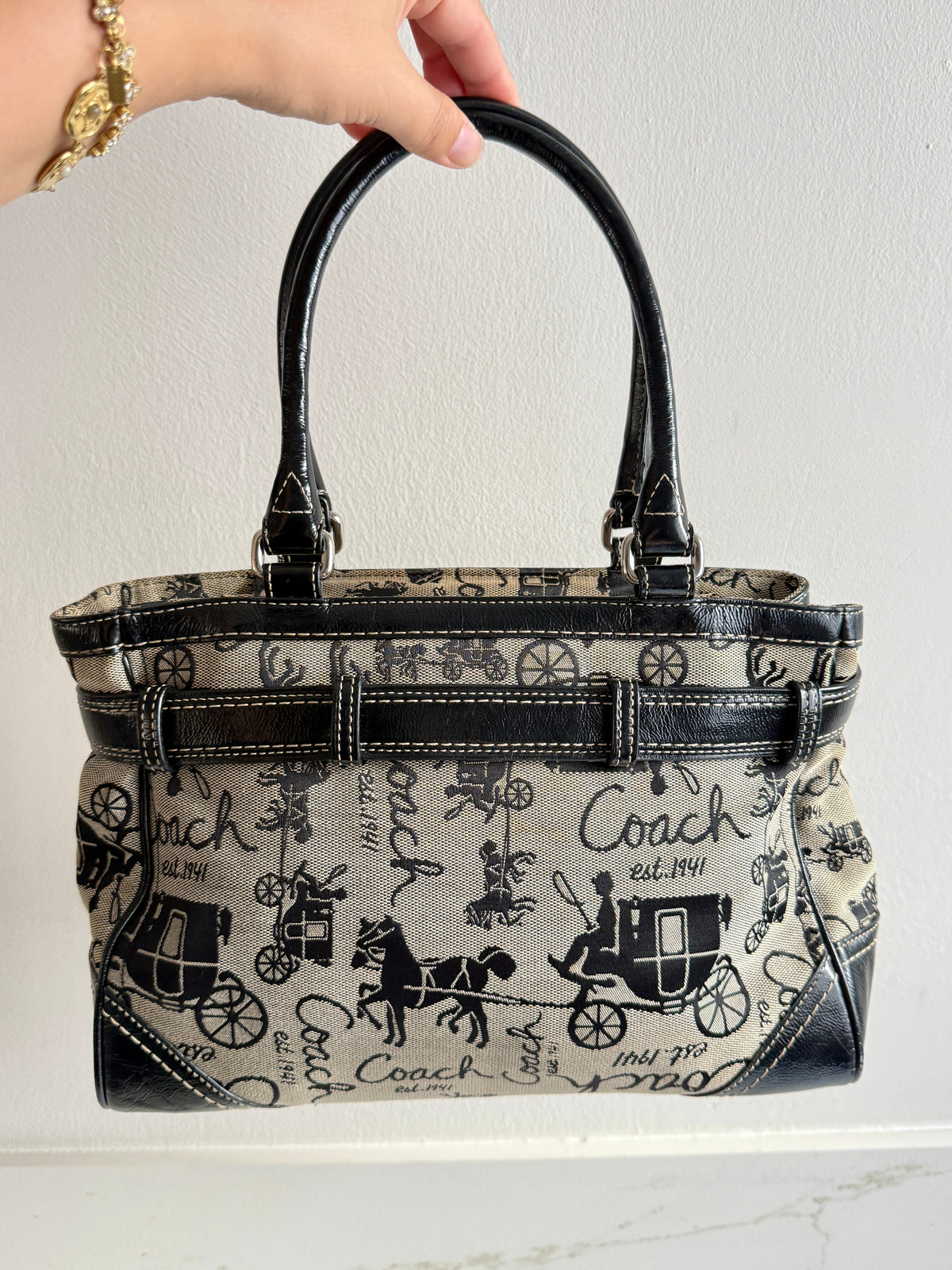 Coach Madison Horse & Carriage Jacquard Satchel, Medium