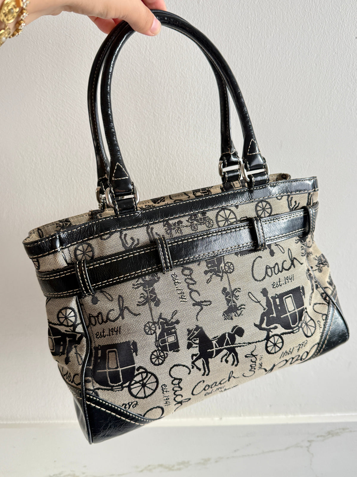 Coach Madison Horse & Carriage Jacquard Satchel, Medium