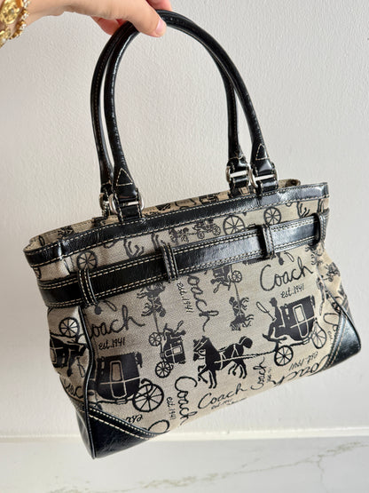 Coach Madison Horse & Carriage Jacquard Satchel, Medium