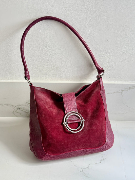 Furla Leather and Suede Shoulder Bag