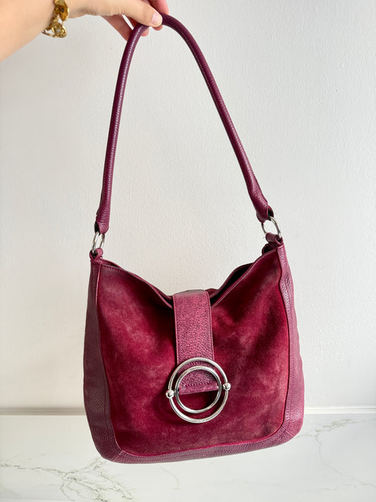 Furla Leather and Suede Shoulder Bag