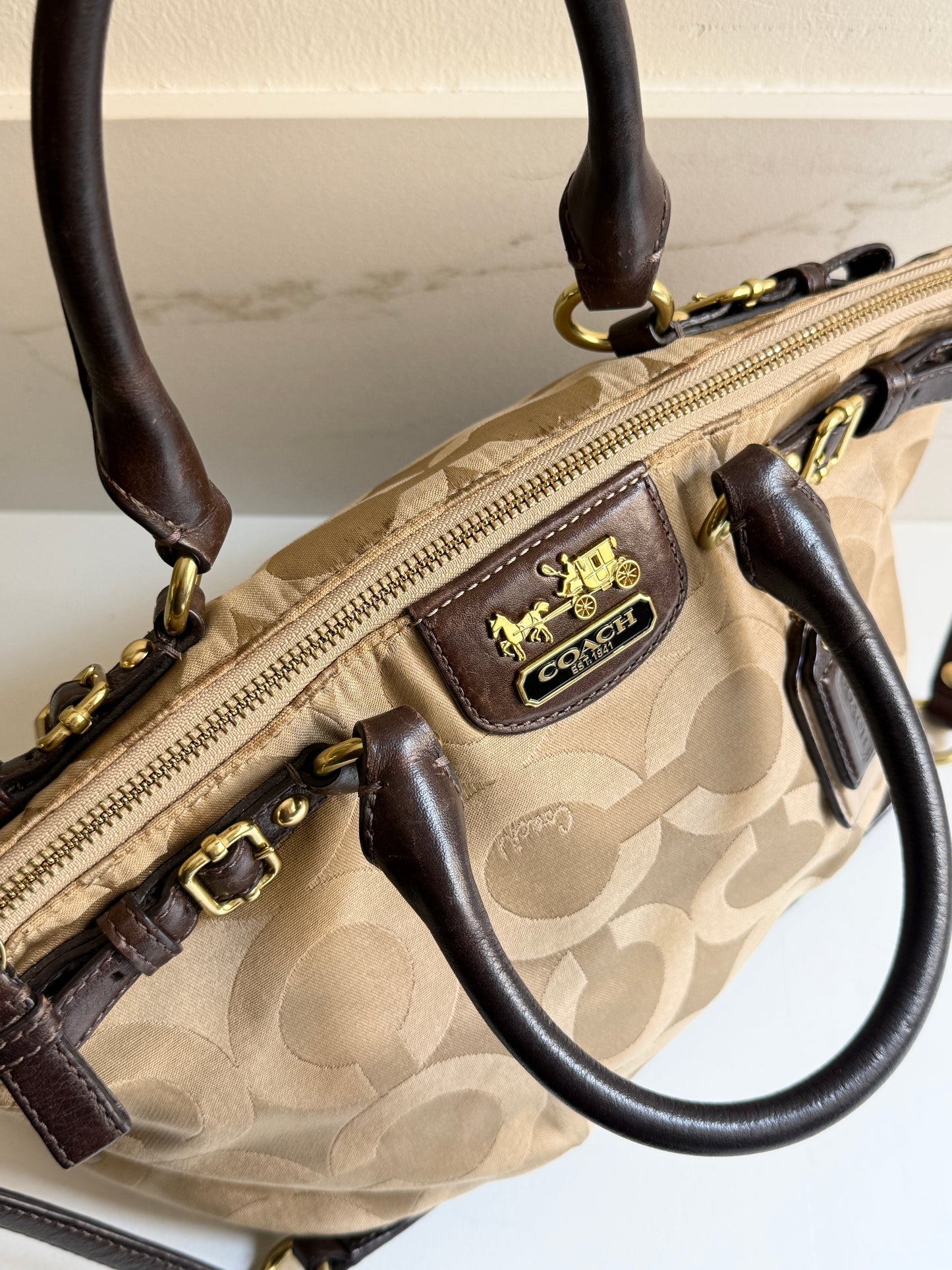 Coach Madison Sophia Op Art Signature Satchel