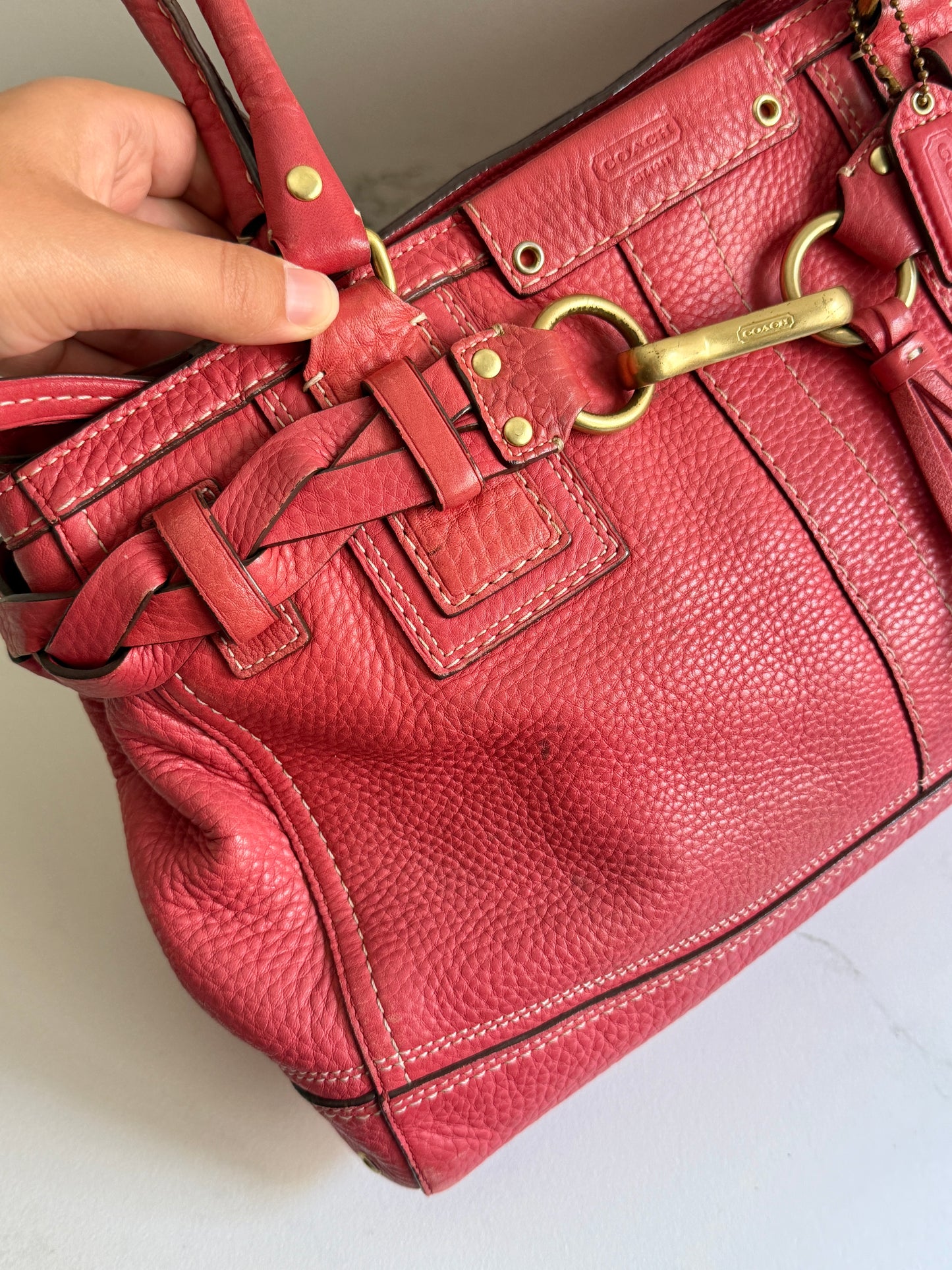 Rare Coach Hampton Pebbled Leather Shoulder Bag, Large