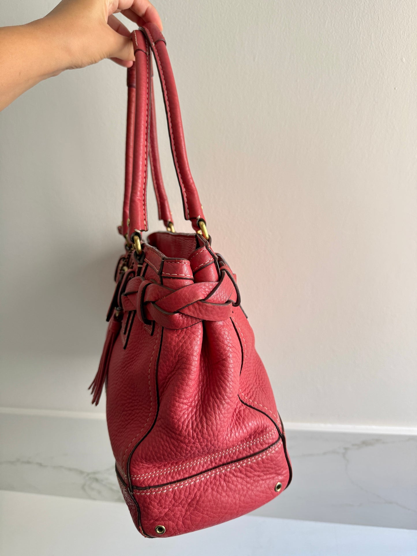 Rare Coach Hampton Pebbled Leather Shoulder Bag, Large