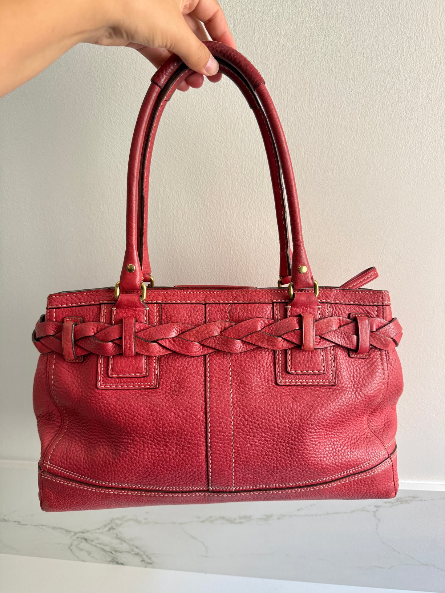 Rare Coach Hampton Pebbled Leather Shoulder Bag, Large