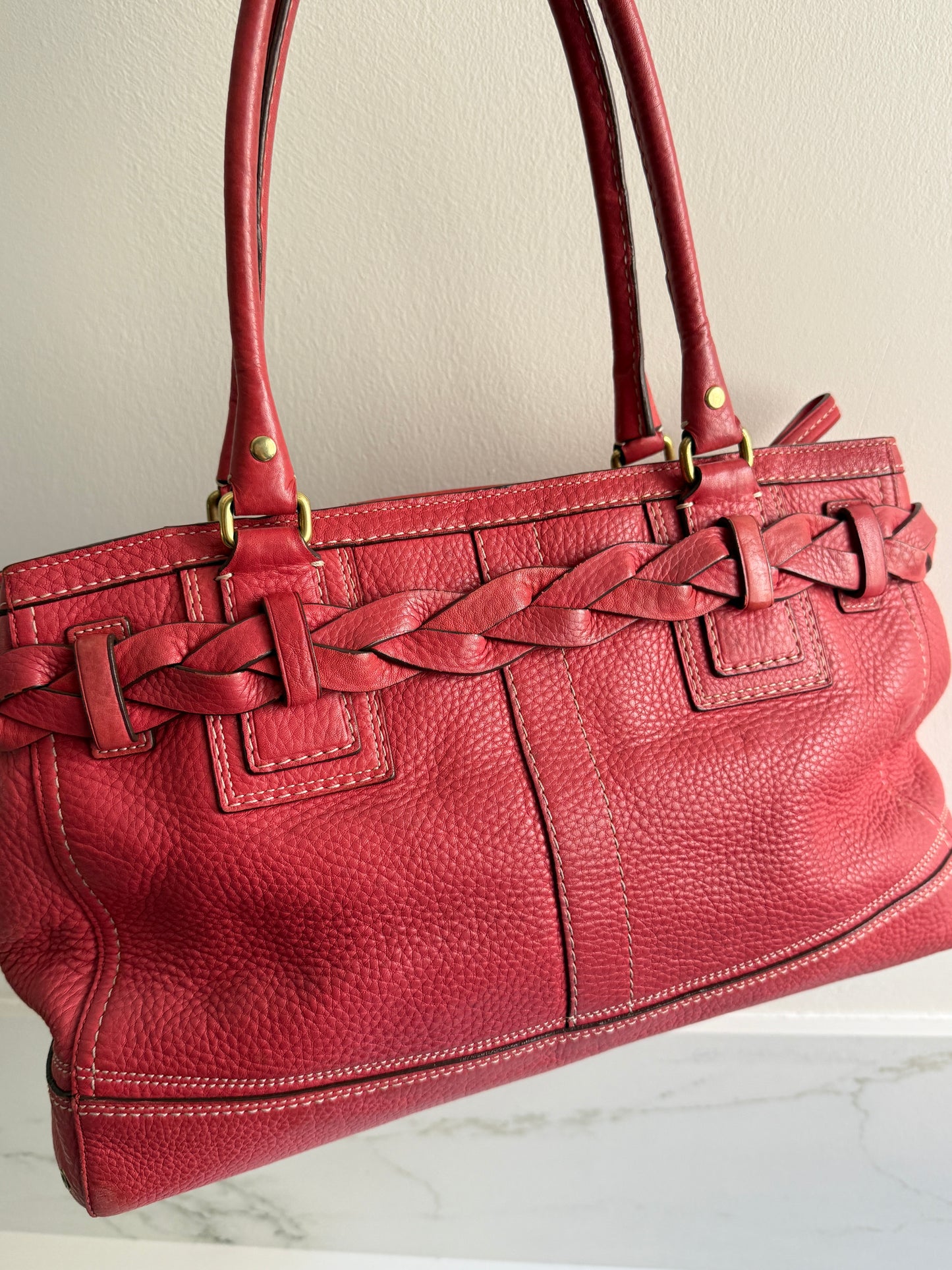 Rare Coach Hampton Pebbled Leather Shoulder Bag, Large
