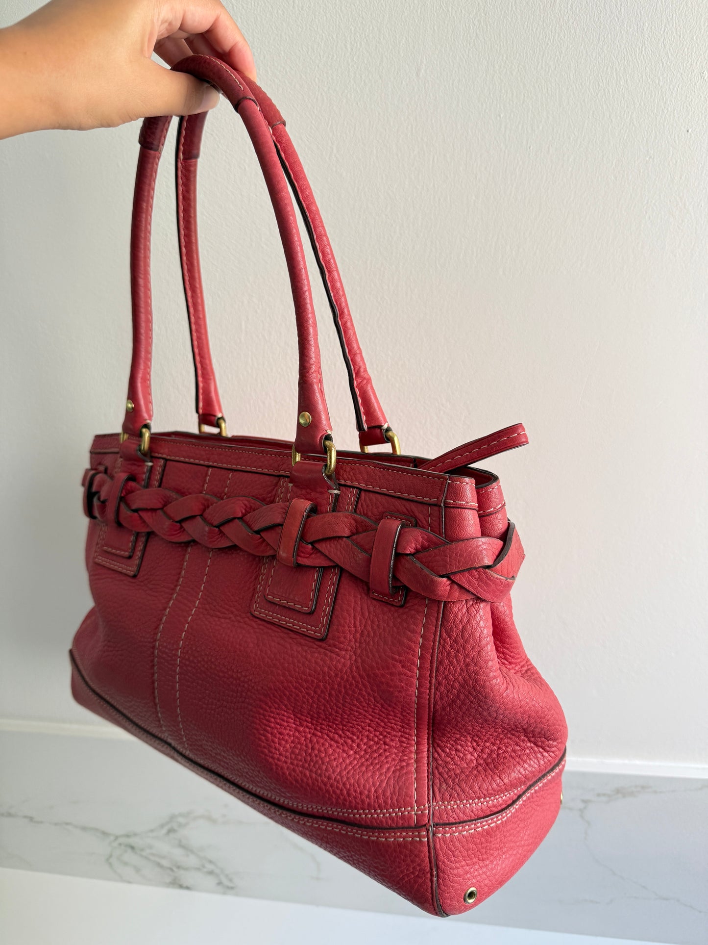 Rare Coach Hampton Pebbled Leather Shoulder Bag, Large