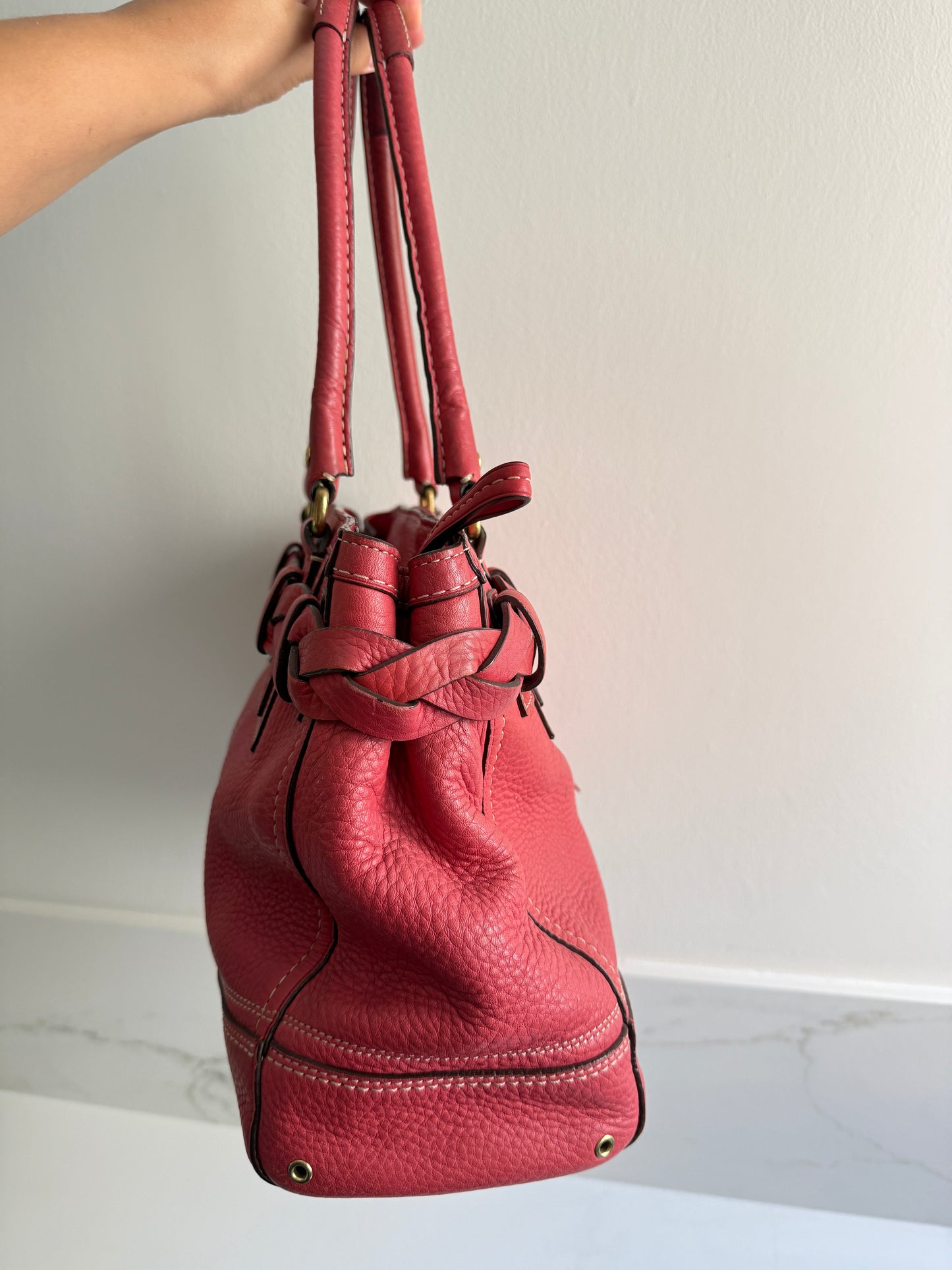 Rare Coach Hampton Pebbled Leather Shoulder Bag, Large