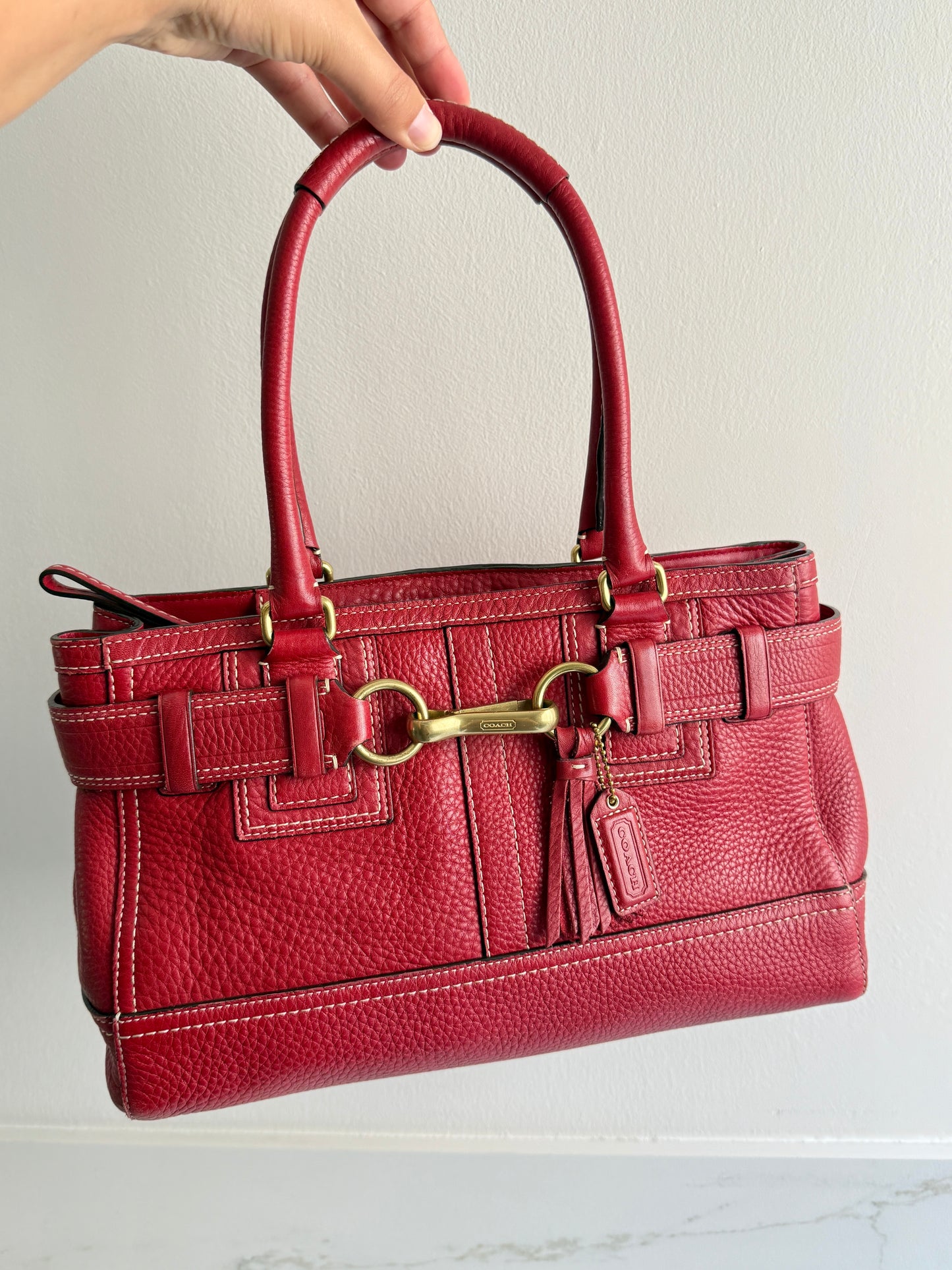 Rare Coach Hampton Pebbled Leather Shoulder Bag, Medium