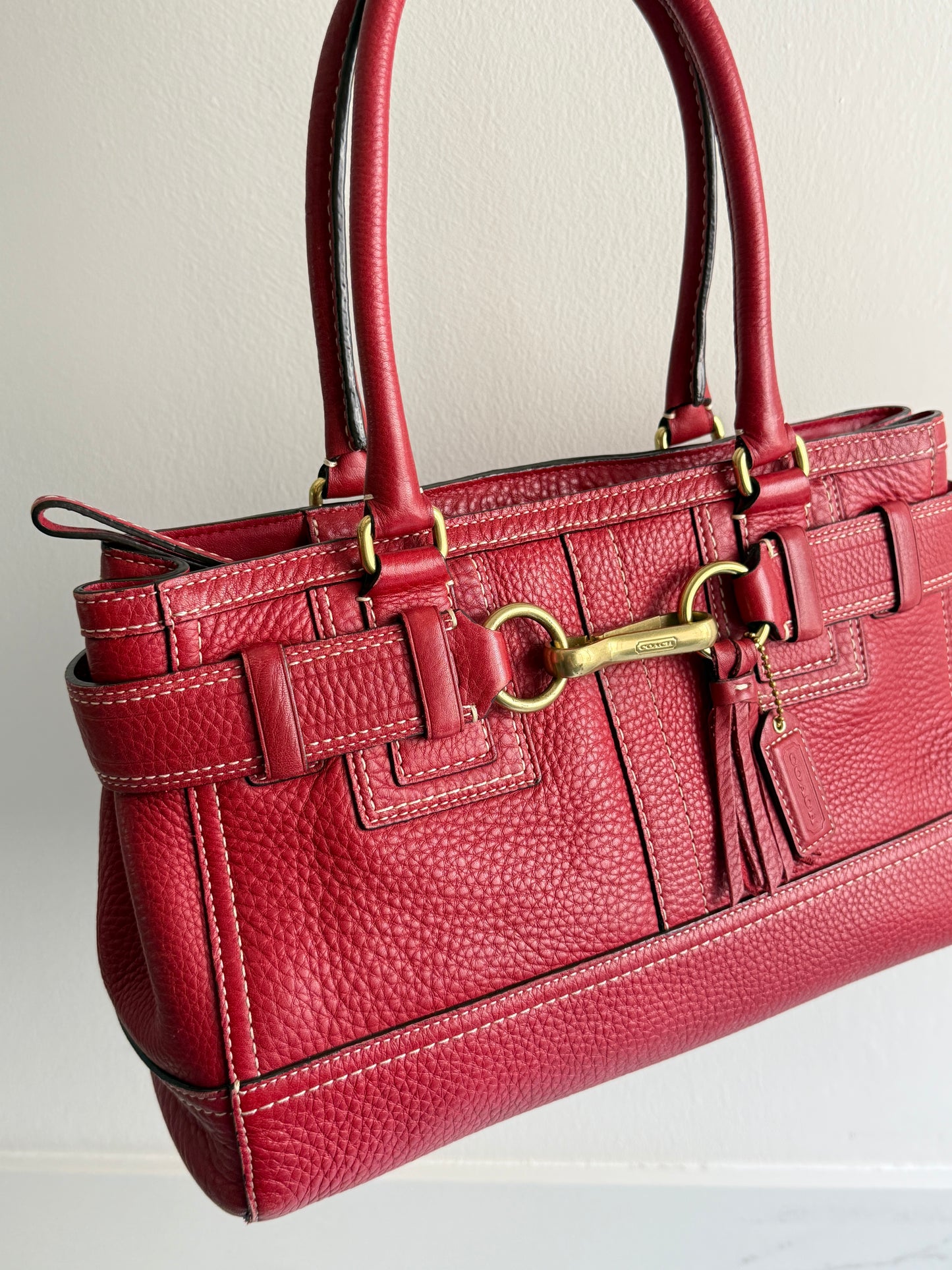 Rare Coach Hampton Pebbled Leather Shoulder Bag, Medium