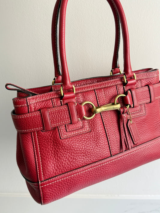 Rare Coach Hampton Pebbled Leather Shoulder Bag, Medium