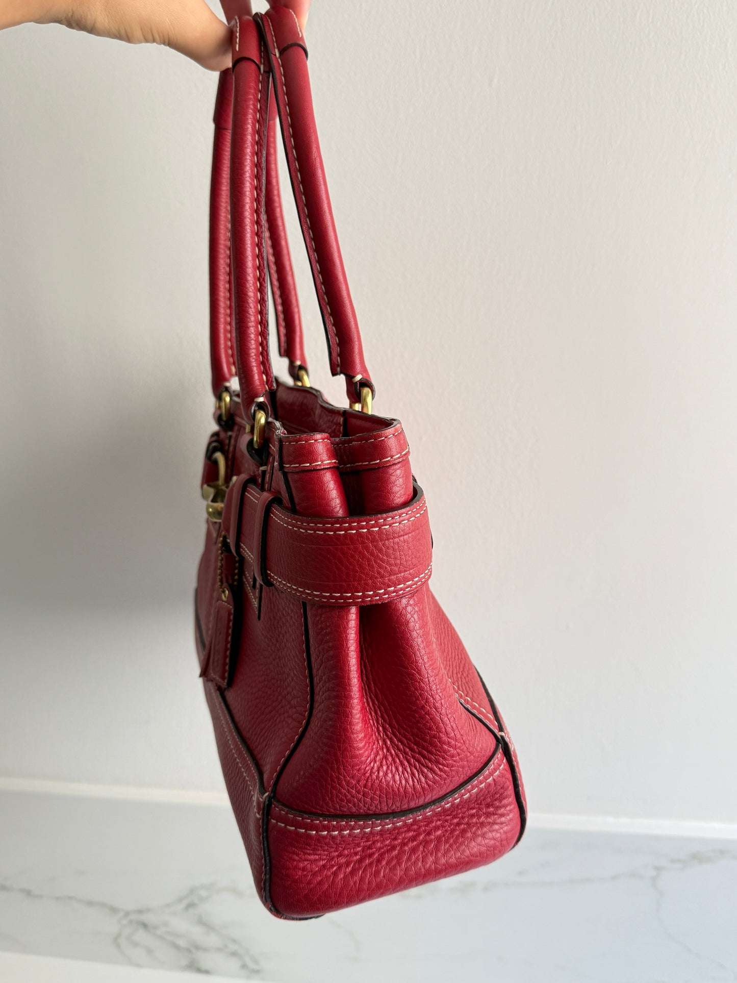 Rare Coach Hampton Pebbled Leather Shoulder Bag, Medium